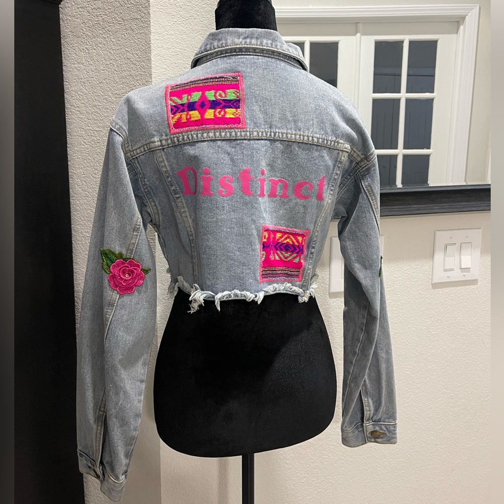 Size Small hands stitched jean jacket. One of 3 made. Crop top fit.
